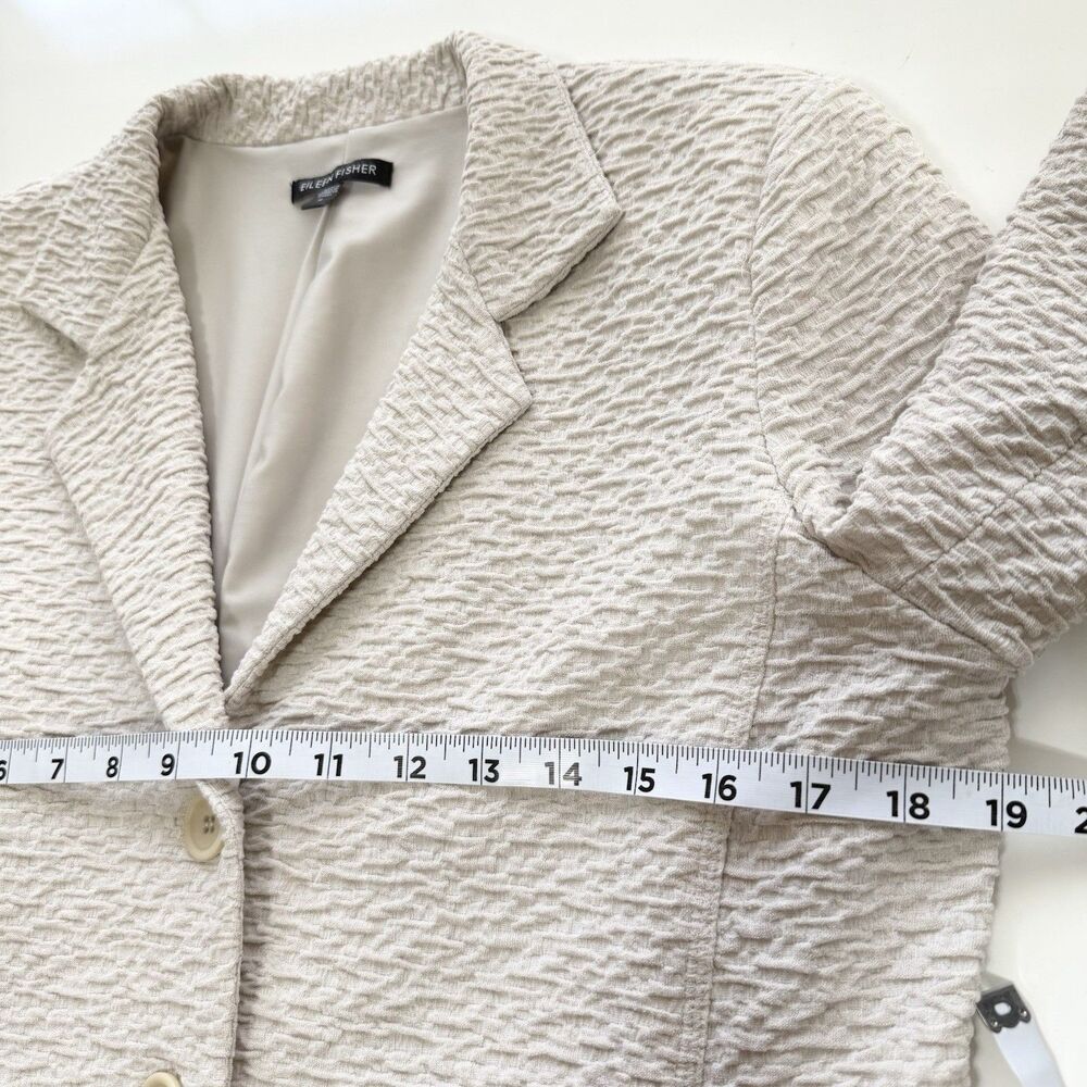 Eileen Fisher Blazer Jacket Women Small Beige Cream Crinkle Textured Career - Picture 7 of 8
